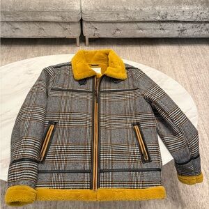 Urban Outfitters Men's Plaid Jacket with Yellow Trim